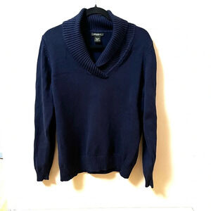 Eddie Bauer Shall Collar Blue Cotton Sweater- Size Large